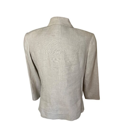 Talbots Womens Petite Ivory Linen Blazer Size 8P Button-Up Jacket With Pockets - Picture 3 of 7